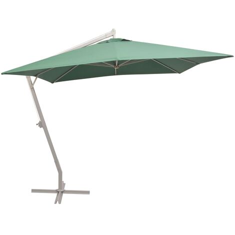 vidaXL Ombrellone Pensile 300x300 cm Verde Palo in Alluminio