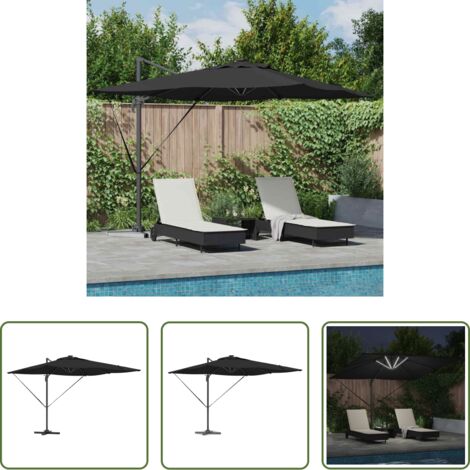 vidaXL Ombrellone per giardino -  Ombrellone Nero 286 x 284 x 270 cm Alluminio e Poliestere