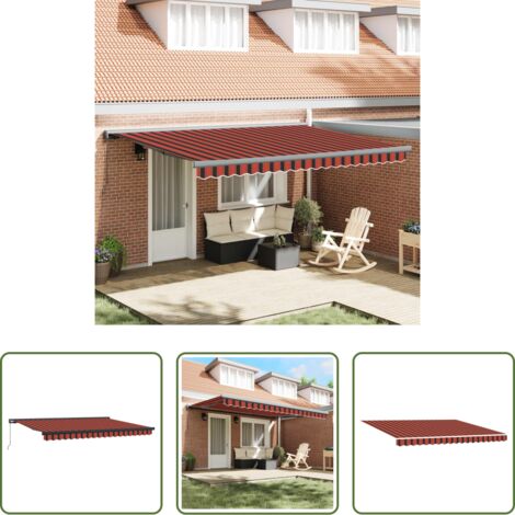 vidaXL Ombrellone per giardino -  Tenda Retrattile Arancione e Nero 400 × 300 cm Tela e Alluminio