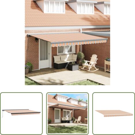 vidaXL Ombrellone per terrazza -  Tenda Retrattile Arancione e Grigio 400 × 300 cm