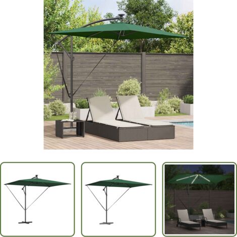 vidaXL Ombrellone regolabile -  Ombrellone Verde 294 x 200 x 270 cm Poliestere e Alluminio