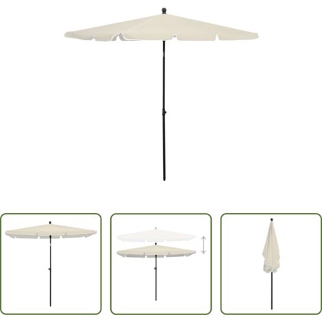 vidaXL Ombrellone sabbia -  Ombrellone da Giardino con Palo 210x140 cm Sabbia