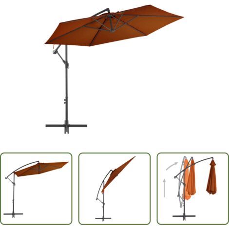 vidaXL Ombrellone terracotta -  Ombrellone a Sbalzo con Palo in Alluminio 300 cm Terracotta