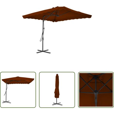 vidaXL Ombrellone terracotta -  Ombrellone con Palo in Acciaio Terracotta 250x250x230 cm