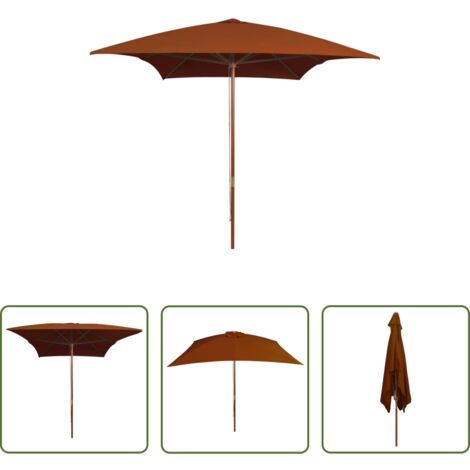 vidaXL Ombrellone terracotta -  Ombrellone da Giardino con Palo in Legno Terracotta 200x300 cm