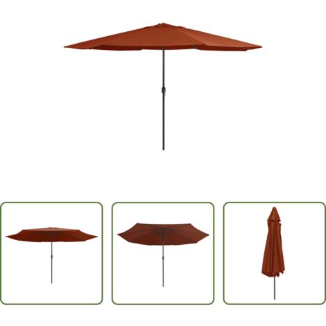 vidaXL Ombrellone terracotta -  Ombrellone da Giardino con Palo in Metallo 390 cm Terracotta