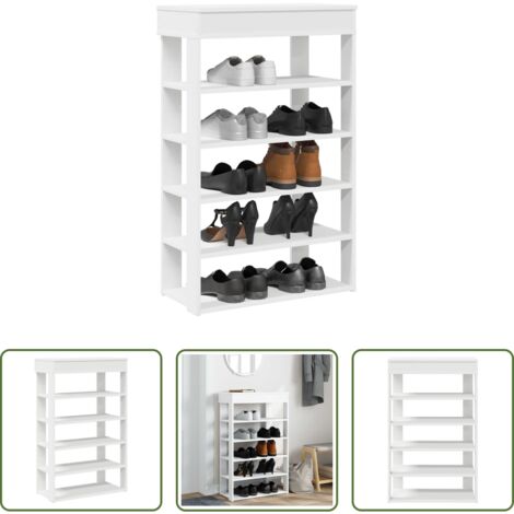 vidaXL Organizador de zapatos -  Mueble zapatero madera contrachapada blanco 60x30x98 cm