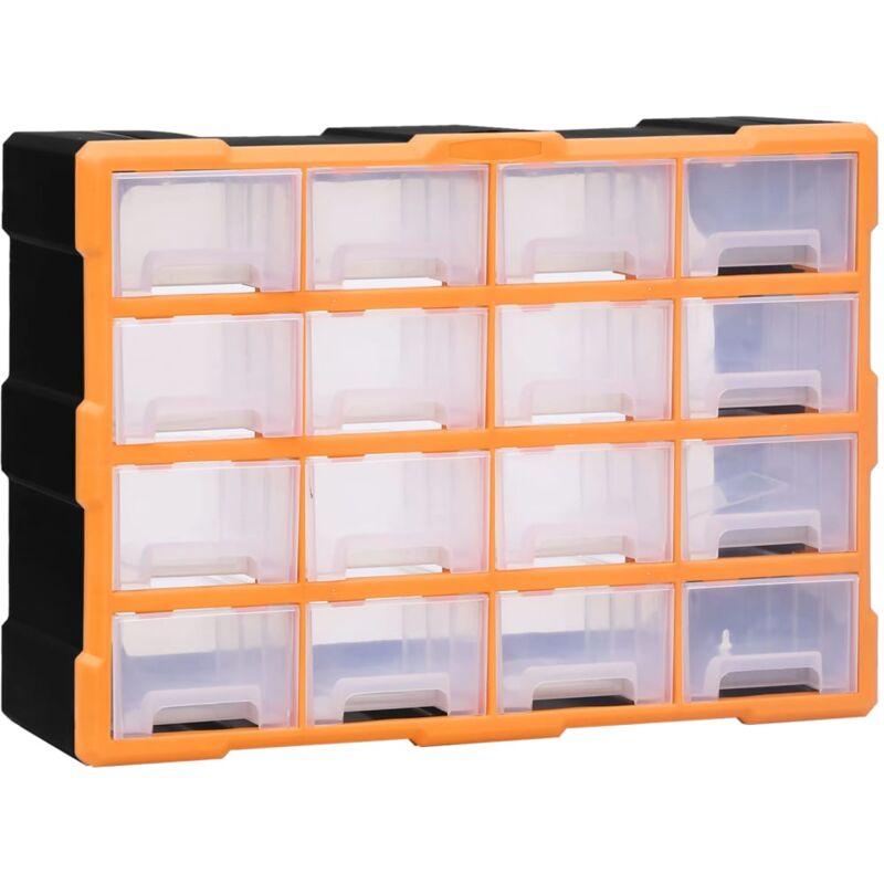 

vidaXL Organizador multicajones con 16 cajones medianos 52x16x37 cm - Naranja