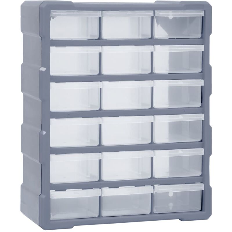 

vidaXL Organizador multicajones con 18 cajones intermedios 38x16x47 cm - Gris