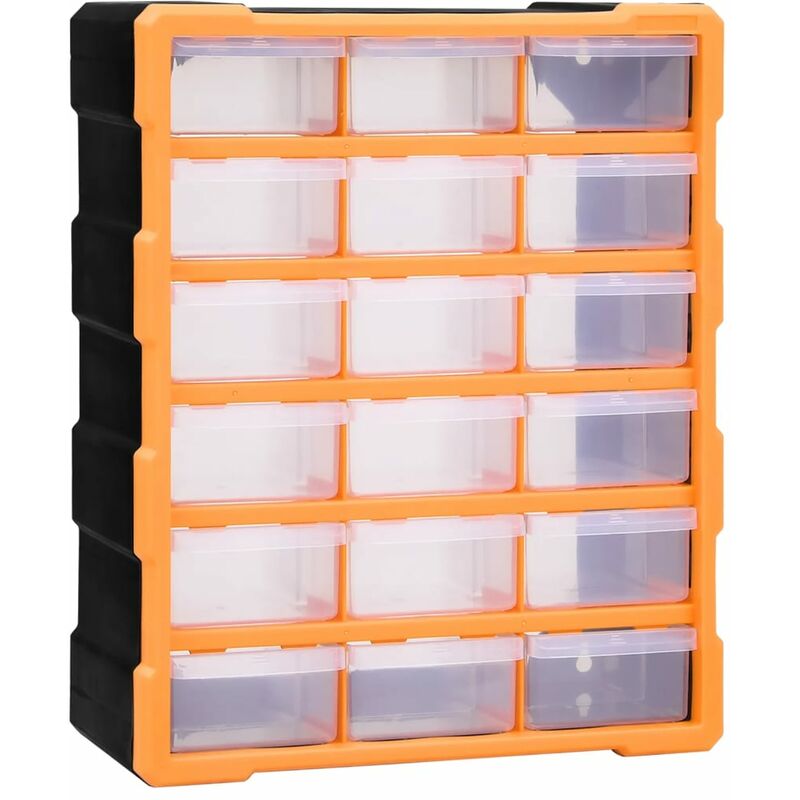 

vidaXL Organizador multicajones con 18 cajones intermedios 38x16x47 cm - Naranja