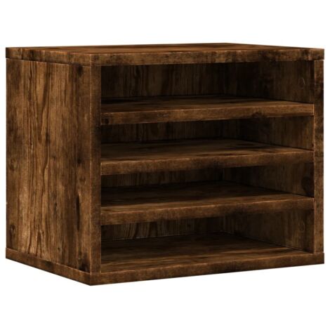 vidaXL Organizer Scrivania Rovere Fumo 36x26x29,5cm Legno Multistrato