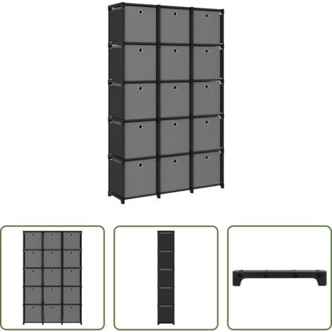 vidaXL Organizzatore casa -  Mobile con 15 Scatole a Cubo Nero 103x30x175,5 cm in Tessuto