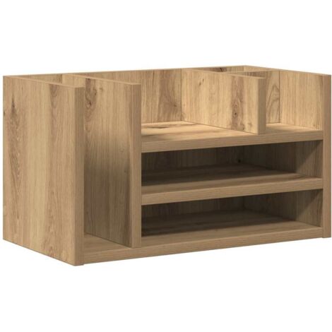 vidaXL Organizzatore da scrivania Rovere nero 44.5 x 24 x 25 cm