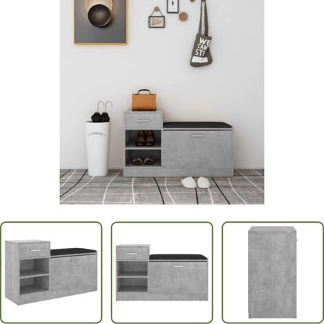 vidaXL Organizzatore scarpe -  Panca Porta Scarpe Grigio Cemento 94,5x31x57 cm Multistrato