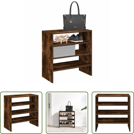 vidaXL Organizzatore -  Scarpiere 2 pz Impilabili Rovere Fumo 60x30x30,5 cm