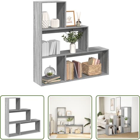 vidaXL Organizzazione ambiente -  Libreria Divisorio 3Piani Grigio Sonoma 123x29x123cm Truciolato