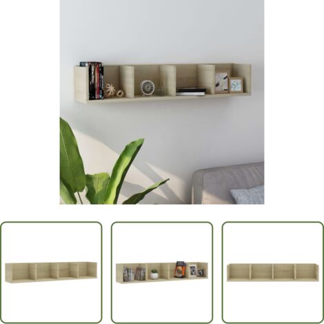 vidaXL Organizzazione CD - Scaffale Porta CD Parete Rovere Sonoma 100x18x18 cm Multistrato