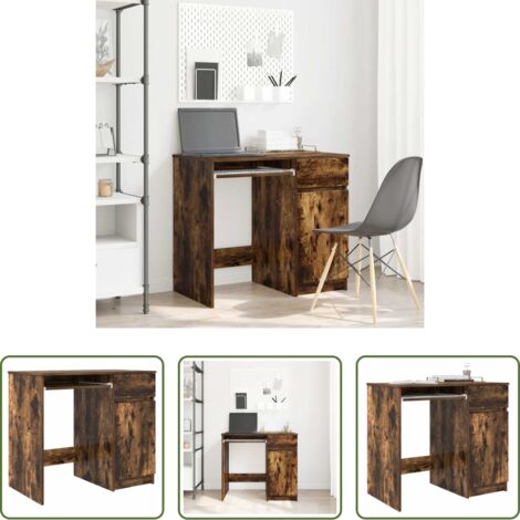 vidaXL Organizzazione -  Scrivania Rovere Fumo 86x49x76 cm in Legno Multistrato