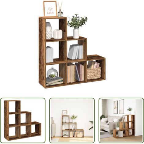 vidaXL Organizzazione spazio -  Libreria Divisorio 3 Ripiani Legno Antico 99x29x99cm Truciolato