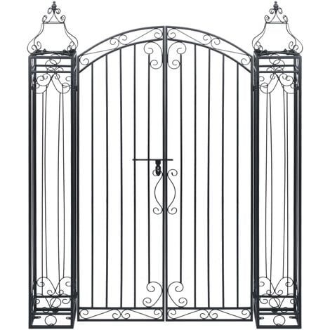 vidaXL Ornamental Garden Gate Wrought Iron 122x20.5x160 cm - Black