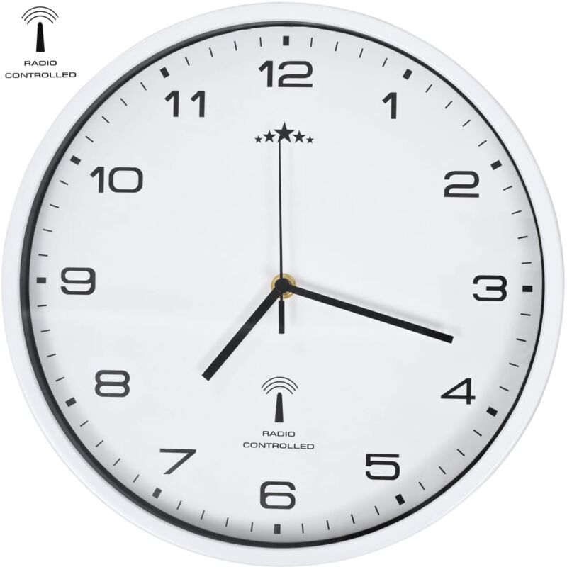 Vidaxl Orologio A Parete Radiocontrollato Movimento Quarzo 31cm Bianco