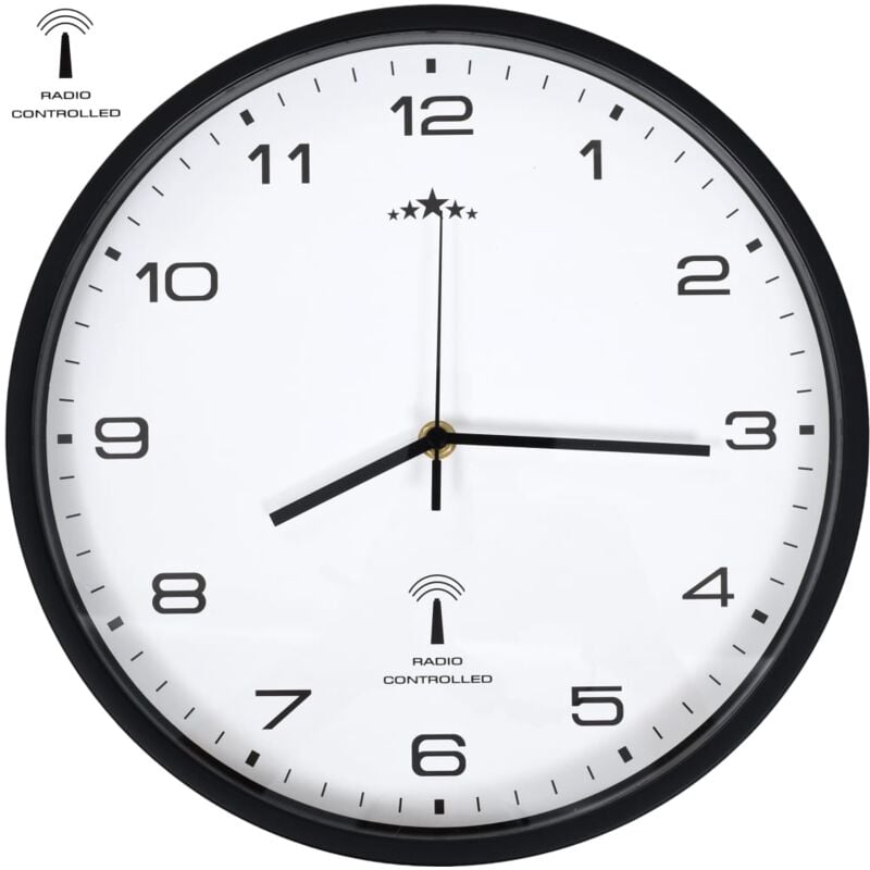 vidaXL Orologio a Parete Radiocontrollato al Quarzo 31cm Bianco e Nero