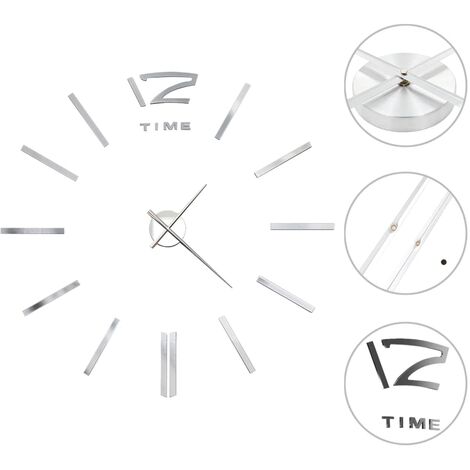 vidaXL Orologio da Parete 3D in Stile Moderno 100cm XXL Argento