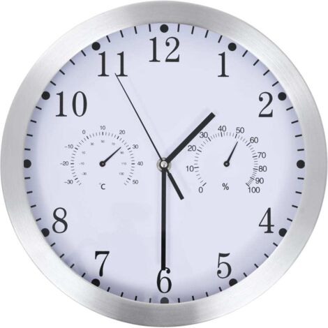 vidaXL Orologio da Parete al Quarzo Igrometro Termometro 30 cm Bianco