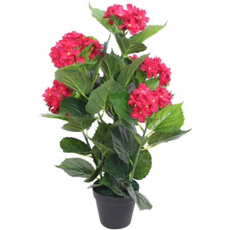 vidaXL Ortensia Pianta Artificiale con Vaso 60 cm Rossa