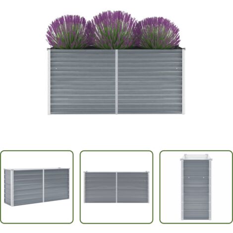 vidaXL Orto giardino -  Letto Rialzato Giardino in Acciaio Zincato 160x40x77 cm Grigio