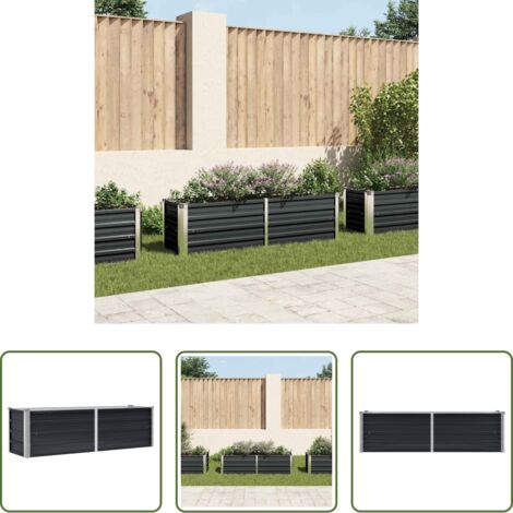 vidaXL Orto moderno -  Letto Rialzato Giardino Antracite 160x40x45 cm Acciaio Zincato