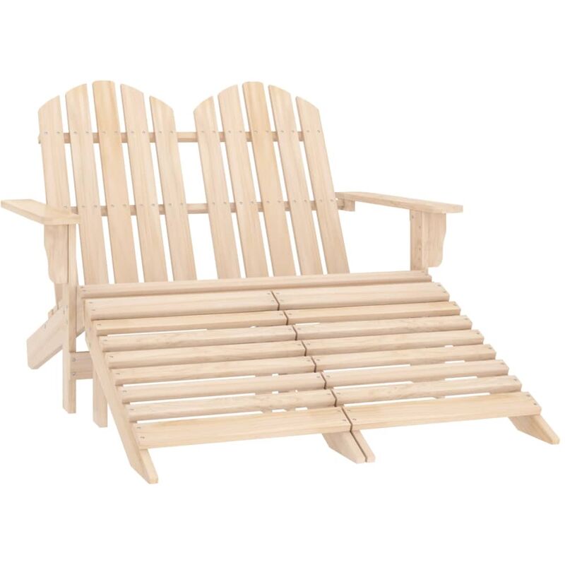 

vidaXL Otomana Adirondack de jardín 2 plazas madera de abeto - Gris
