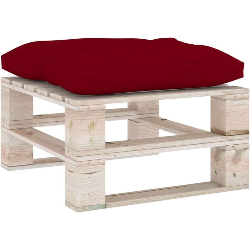 

Otomana de palés de jardín con cojín rojo tinto madera de pino - Rojo - Vidaxl
