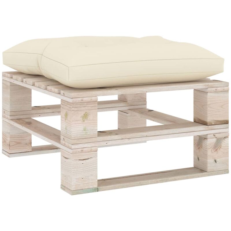 

vidaXL Otomana de palés para jardín con cojín crema madera de pino - Crema