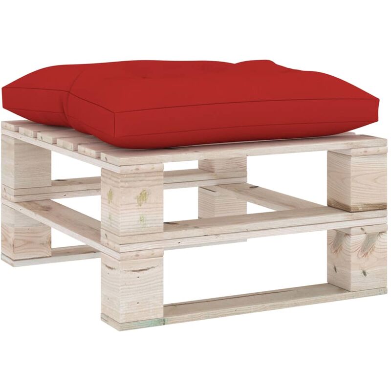 

vidaXL Otomana de palés para jardín con cojín rojo madera de pino - Rojo