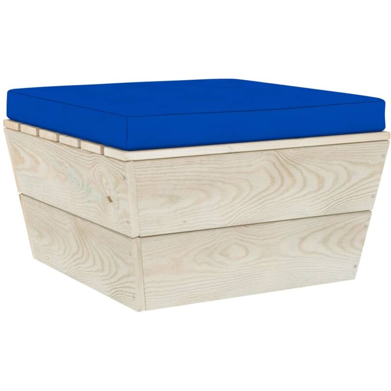 

vidaXL Otomana de palets de jardín con cojín madera abeto impregnada - Azul