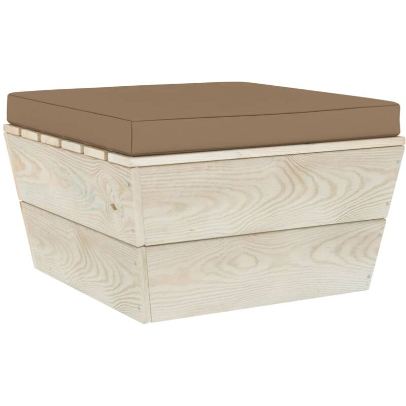 

vidaXL Otomana de palets de jardín con cojín madera abeto impregnada - Gris Topo