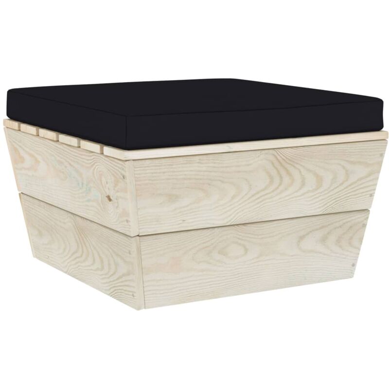 

vidaXL Otomana de palets de jardín con cojín madera abeto impregnada - Negro