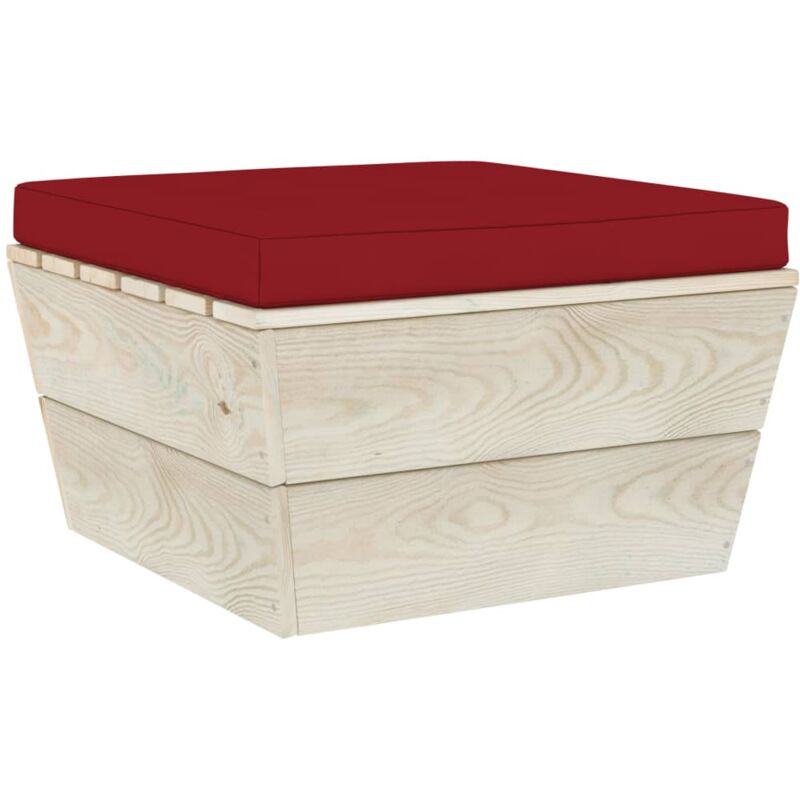 

vidaXL Otomana de palets de jardín con cojín madera abeto impregnada - Rojo