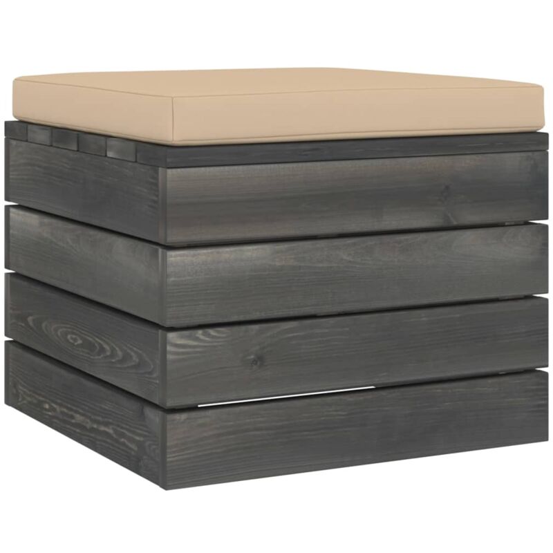 

vidaXL Otomana de palets para jardín con cojín madera de pino - Beige