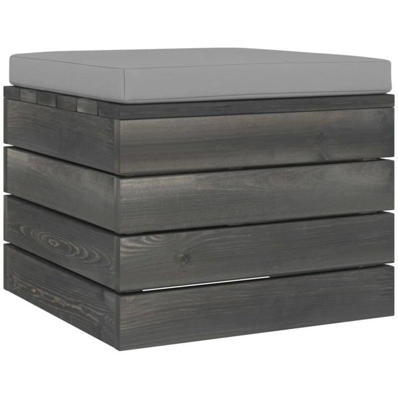 

vidaXL Otomana de palets para jardín con cojín madera de pino - Gris
