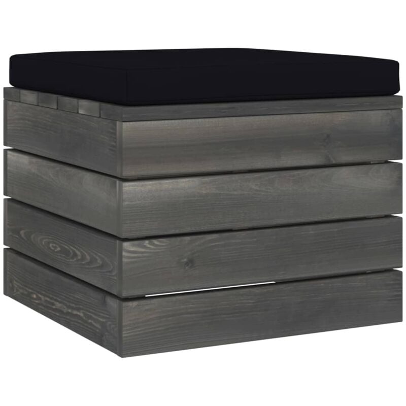 

vidaXL Otomana de palets para jardín con cojín madera de pino - Negro