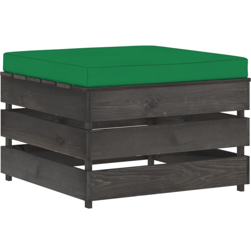 

vidaXL Otomana seccional con cojín madera impregnada gris - Verde