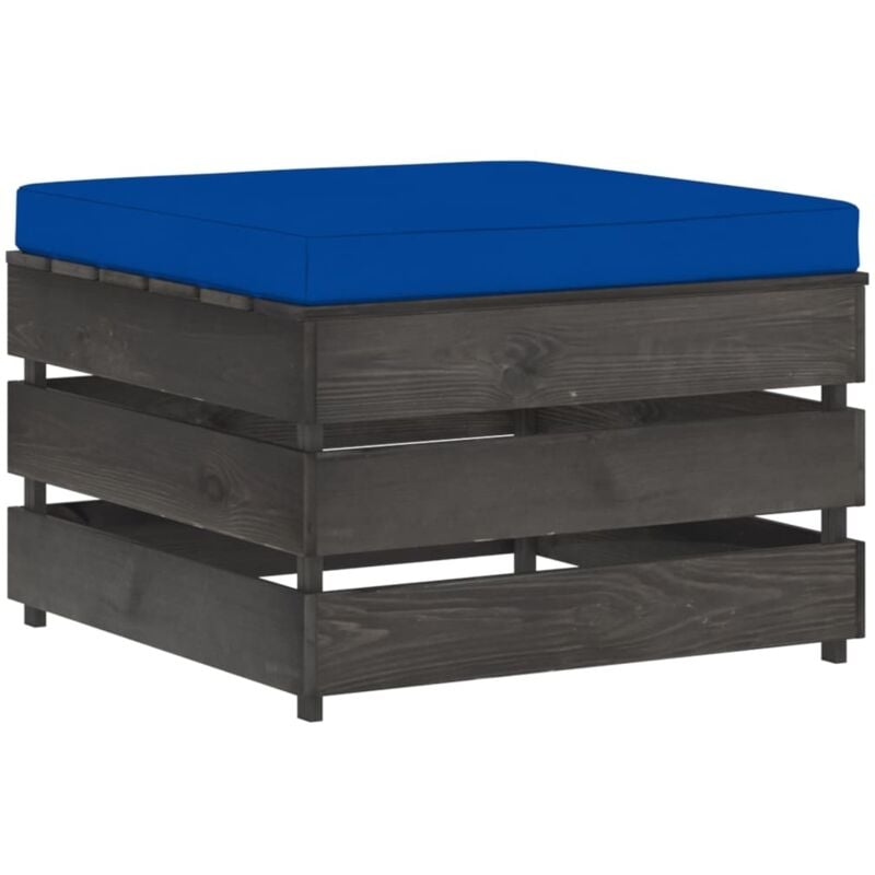 

vidaXL Otomana seccional con cojín madera impregnada gris - Azul