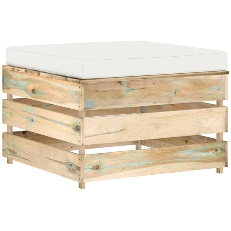 

vidaXL Otomana seccional con cojín madera impregnada verde - Crema