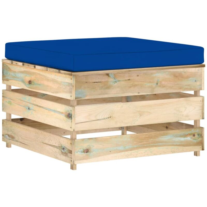 

vidaXL Otomana seccional con cojín madera impregnada verde - Azul