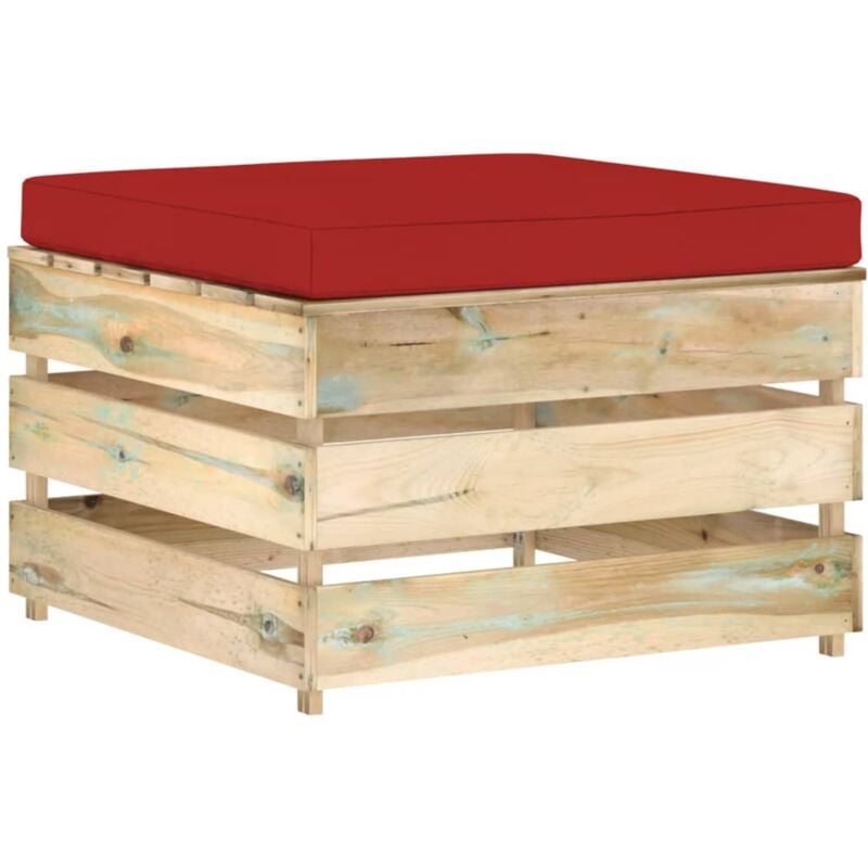 

vidaXL Otomana seccional con cojín madera impregnada verde - Rojo