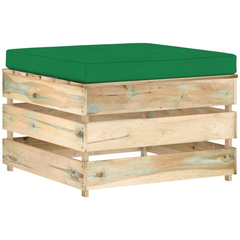 

vidaXL Otomana seccional con cojín madera impregnada verde - Verde