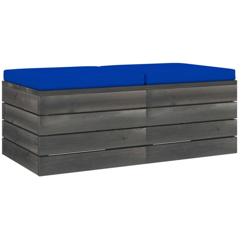 

vidaXL Otomanas de palets de jardín 2 pzas cojines madera maciza pino - Azul