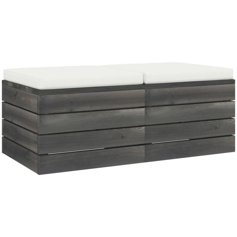 

vidaXL Otomanas de palets de jardín 2 pzas cojines madera maciza pino - Crema